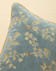 Opaline velvet cushion cover with gold work and lurex details, adding elegance and sophistication to home decor.