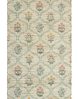 Patterned rug with floral design on a plain background
