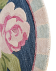 Navy Rose – Round Wool Floral Rug