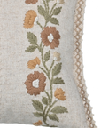 Dusty Bloom Embroidered Cotton Cushion