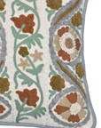 Turquoise Suzani Ari Embroidered Lumbar Cushion