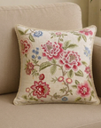 Blush Blossom Embroidered Cushion