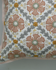 Decorative pillow with floral pattern on a plain background