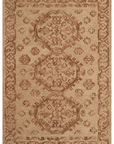Mustard Medallion Hand Tufted Wool Rug 5x8 Ft front view by The Blue Knot