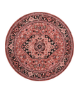 Azure Sultan round hand tufted wool rug with royal Persian pattern in blue tones