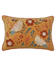 Mustard Meadow Aviary Velvet Cushion – 14x20 inches