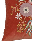 Rust Petal Reverie Velvet Lumbar Cushion – 14x20 Inches
