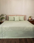 Mint Green Bed Cover Cotton Slub