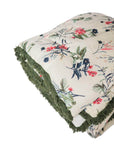 Paisley Green Bed Spread 100% Linen With Fringes