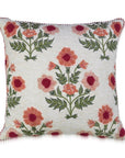 Close-up of floral boota hand embroidery on Rosabelle Bloom cushion cover