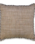 Close-up of textured spray dyed cotton fabric with contrast beige piping