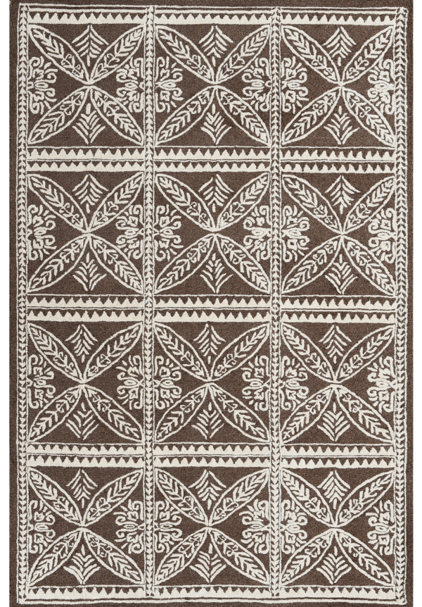 Elegant 5*8ft Padma Rug - Lotus & Checkered Design