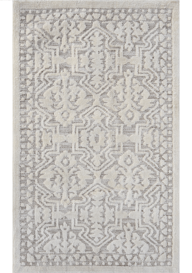 Ivory Frame – Microfibre Floral Rug