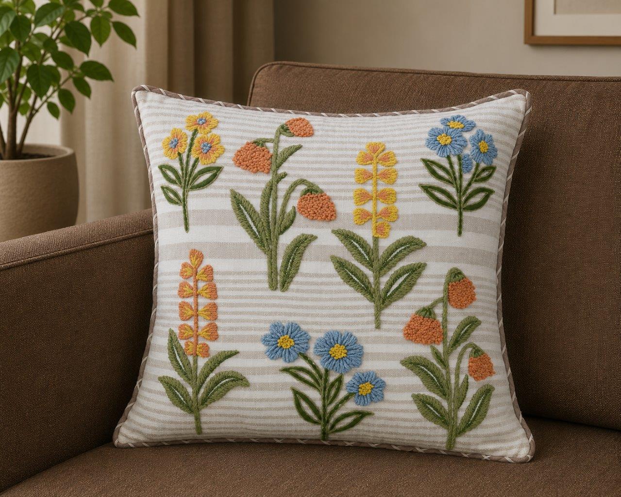 Golden Wildflower Cushion