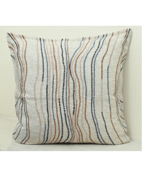 Chunky ivory cushion cover with flowy lines in warm tones, ideal accent for home decor, 18x18 inches.