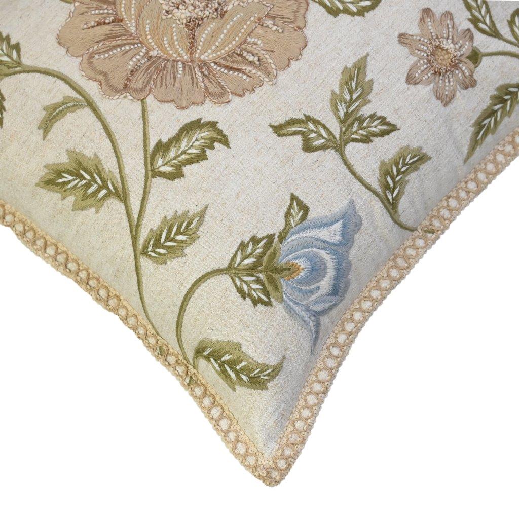 Rose Vine Embroidered Cushion