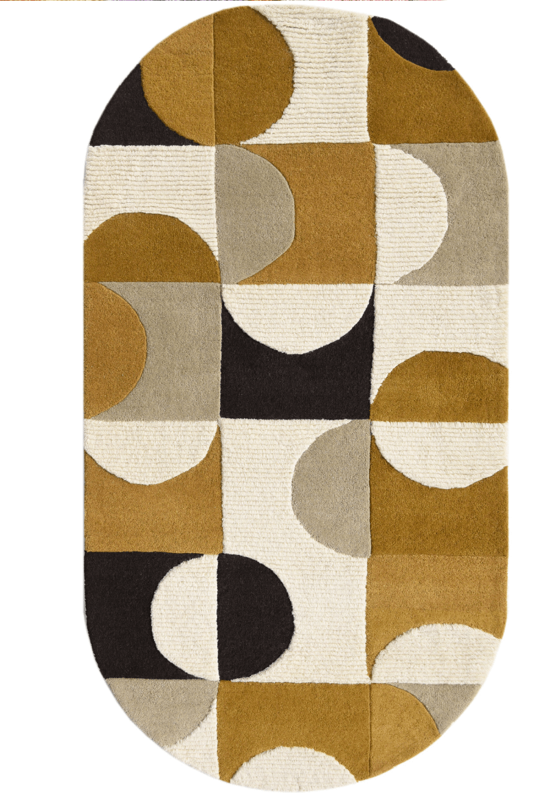 Ochre Oval – Shaggy Wool Rug