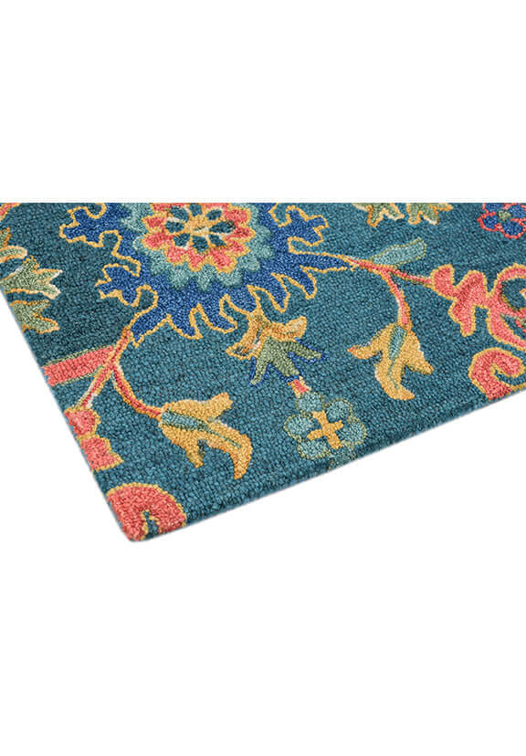 Elegant 5*8ft Padma Rug - Lotus & Checkered Design