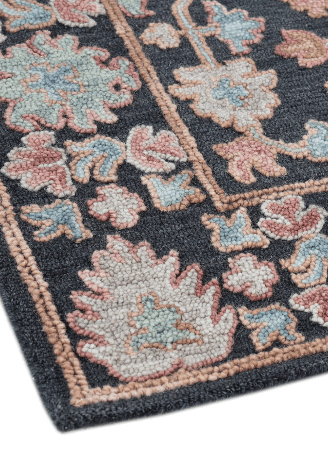 Ebon Botanica Rug - Elegant Black Persian Design