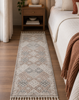 Charcoal Bloom Rhombus | Home Accessorie | 2x6 ft rug,2x6 ft runner,2x6 runner,bed runner,bedroom decor,bedroom rug,bedroom runner,bedside decor,bedside rug,bedside runner,beige rug,beige runner,charcoal rug,charcoal runner,chenille rug,decorative runner,