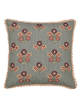 Sage Bloom Cotton Lace-Edge Cushion