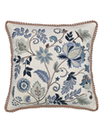 Blue Blossom Cotton Embroidered Cushion