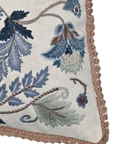 Blue Blossom Cotton Embroidered Cushion