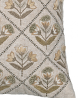 Olive Trellis Cotton Linen Embroidered Cushion
