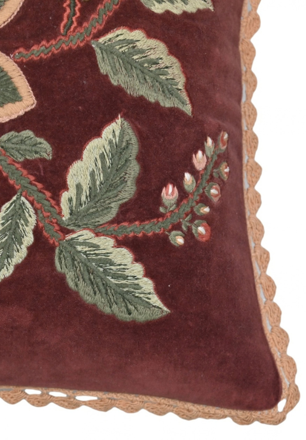 Maroon Rose Velvet Lumbar Cushion