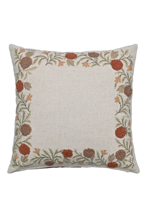 Vibrant Edge Embroidered Cotton Cushion