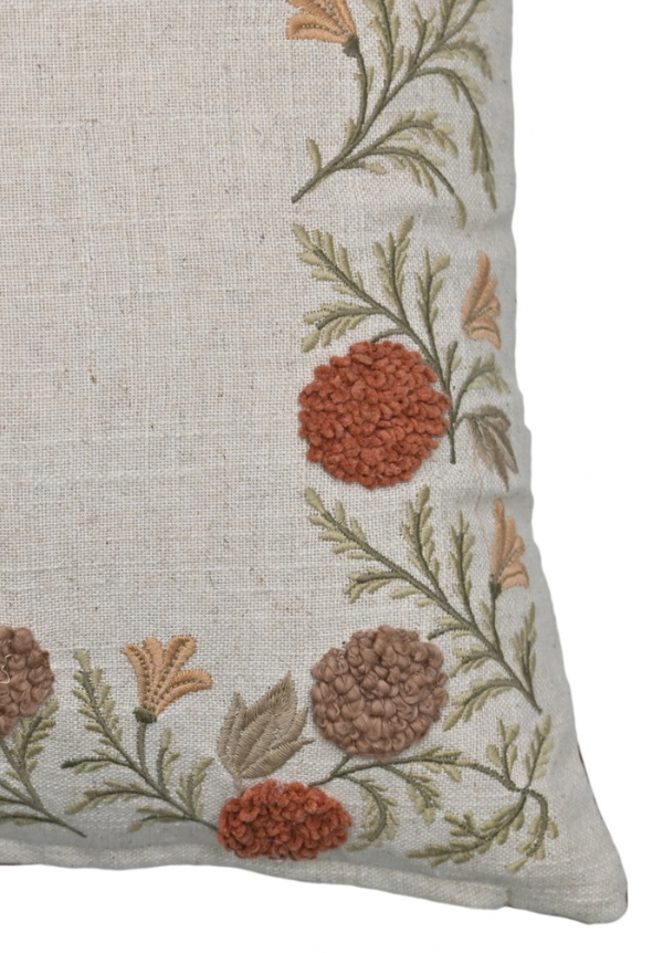 Vibrant Edge Embroidered Cotton Cushion