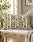Turquoise Suzani Ari Embroidered Lumbar Cushion