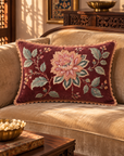 Maroon Rose Velvet Lumbar Cushion
