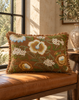 Ochre Paisley Fringe Cotton Cushion
