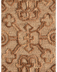 Close-up of monochrome motifs on mustard hand tufted wool rug