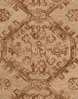 Large central medallion detail of mustard wool area rug