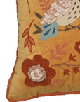Mustard Meadow Aviary Velvet Cushion – 14x20 inches