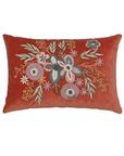 Rust Petal Reverie Velvet Lumbar Cushion – 14x20 Inches