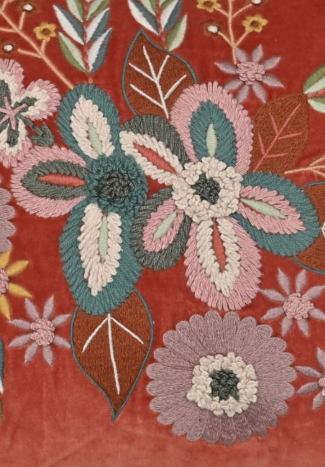 Rust Petal Reverie Velvet Lumbar Cushion – 14x20 Inches