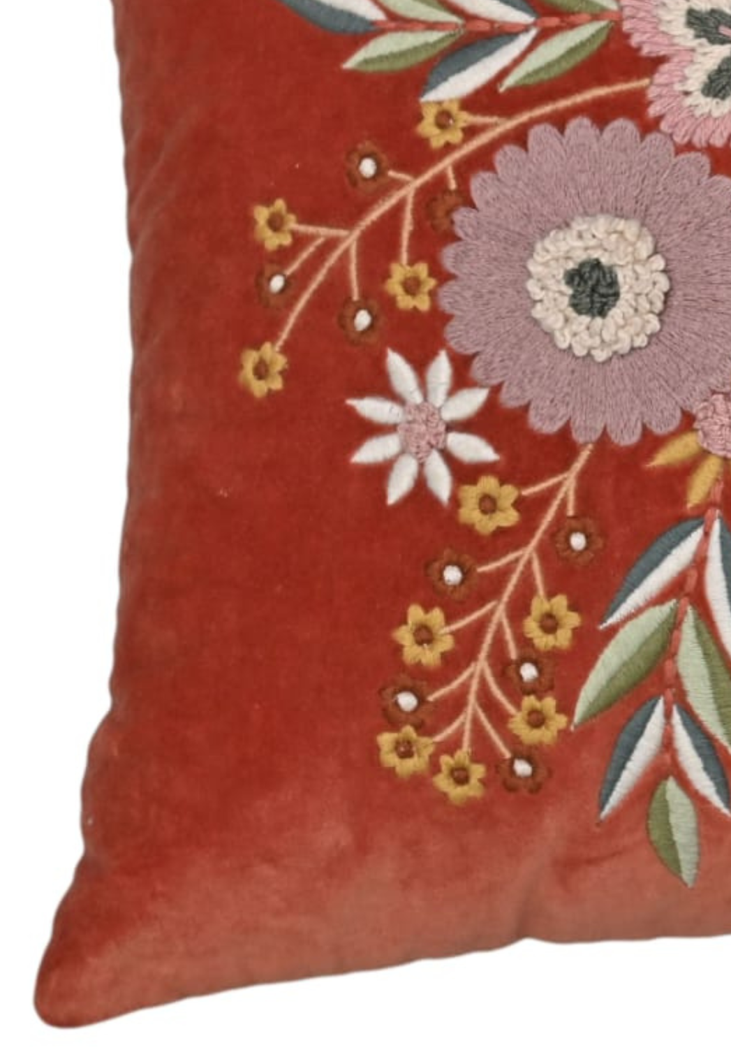 Rust Petal Reverie Velvet Lumbar Cushion – 14x20 Inches