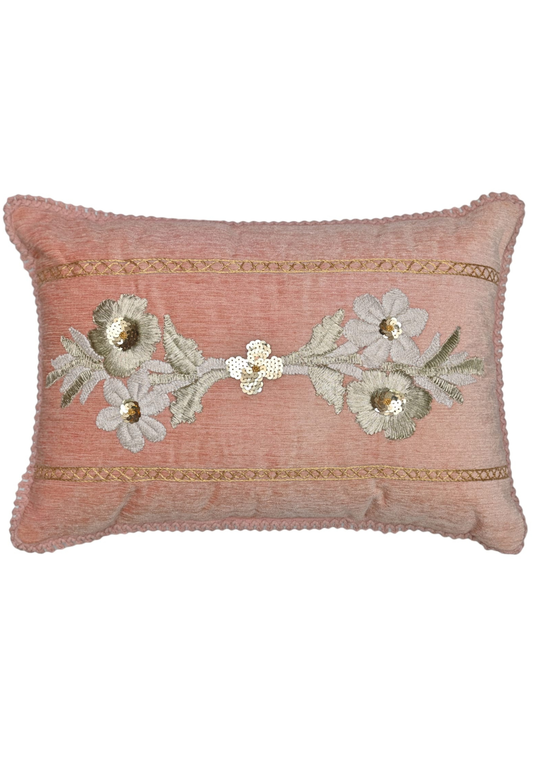 Rosewater Silverlace Chenille Cushion – 14x20 Inches