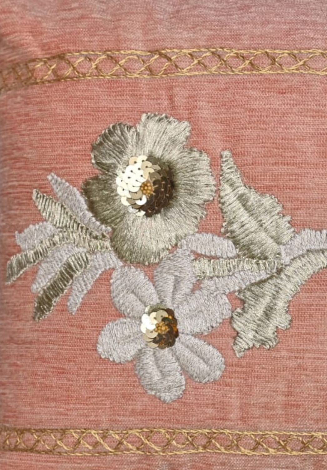 Rosewater Silverlace Chenille Cushion – 14x20 Inches