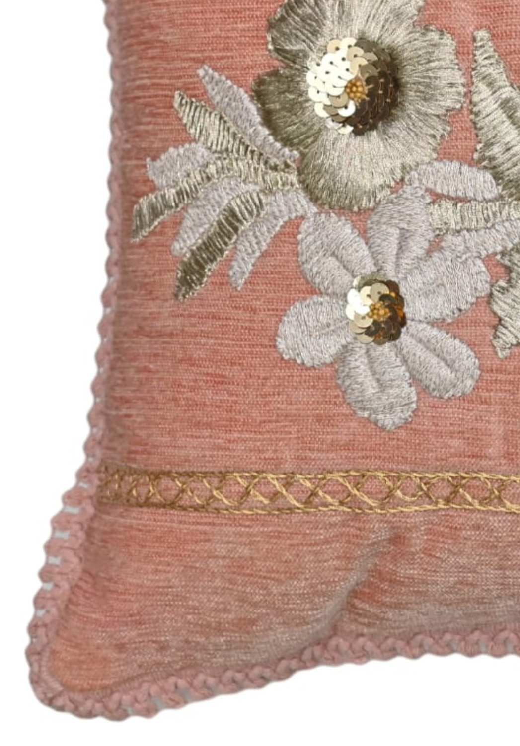 Rosewater Silverlace Chenille Cushion – 14x20 Inches