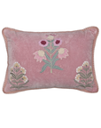 Blush Garden Floral Velvet Lumbar Cushion – 14x20 Inches
