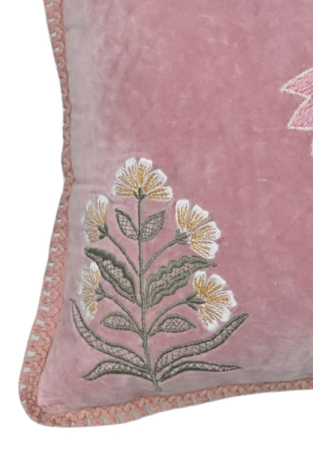 Blush Garden Floral Velvet Lumbar Cushion – 14x20 Inches