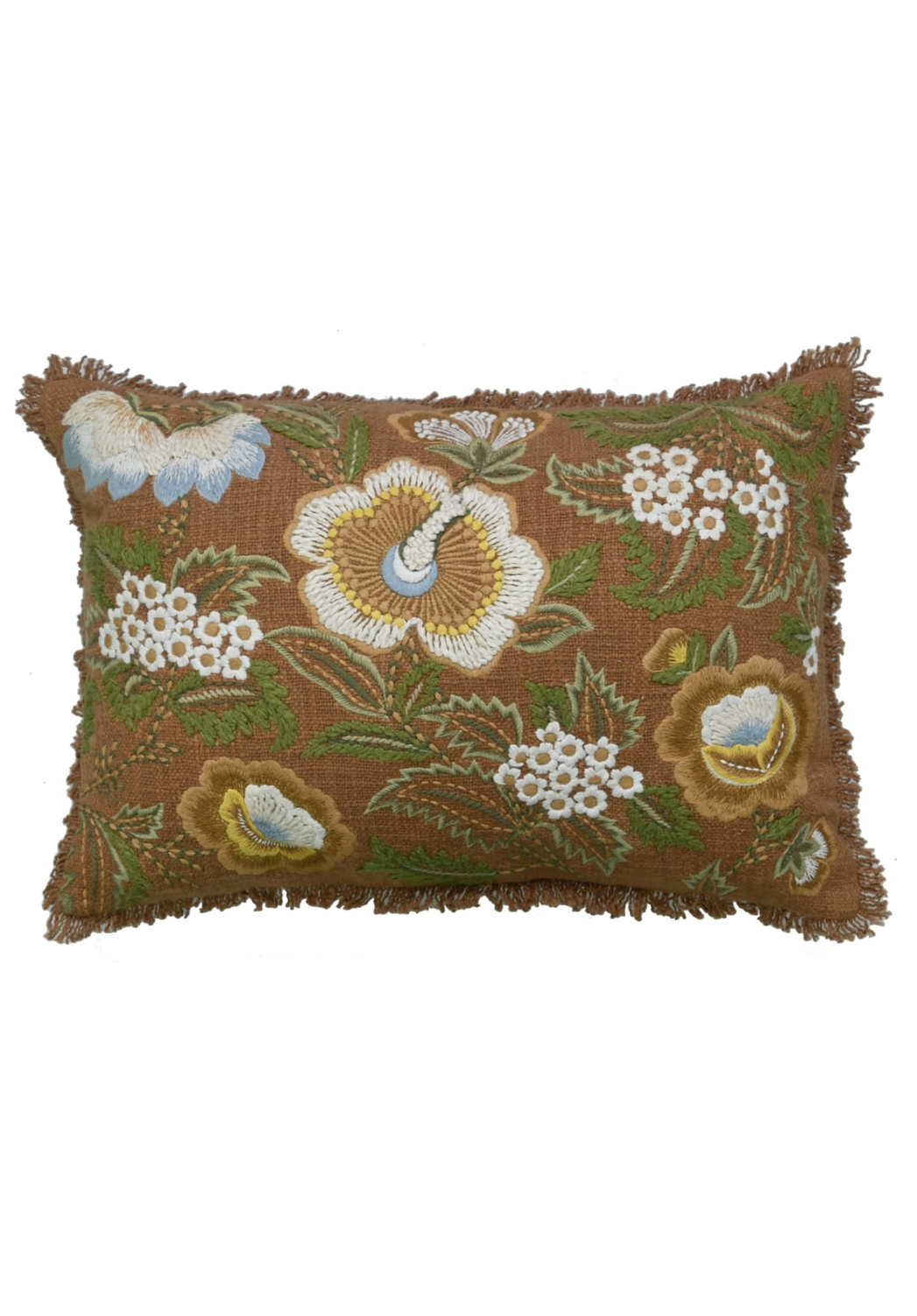 Ochre Paisley Fringe Cotton Cushion