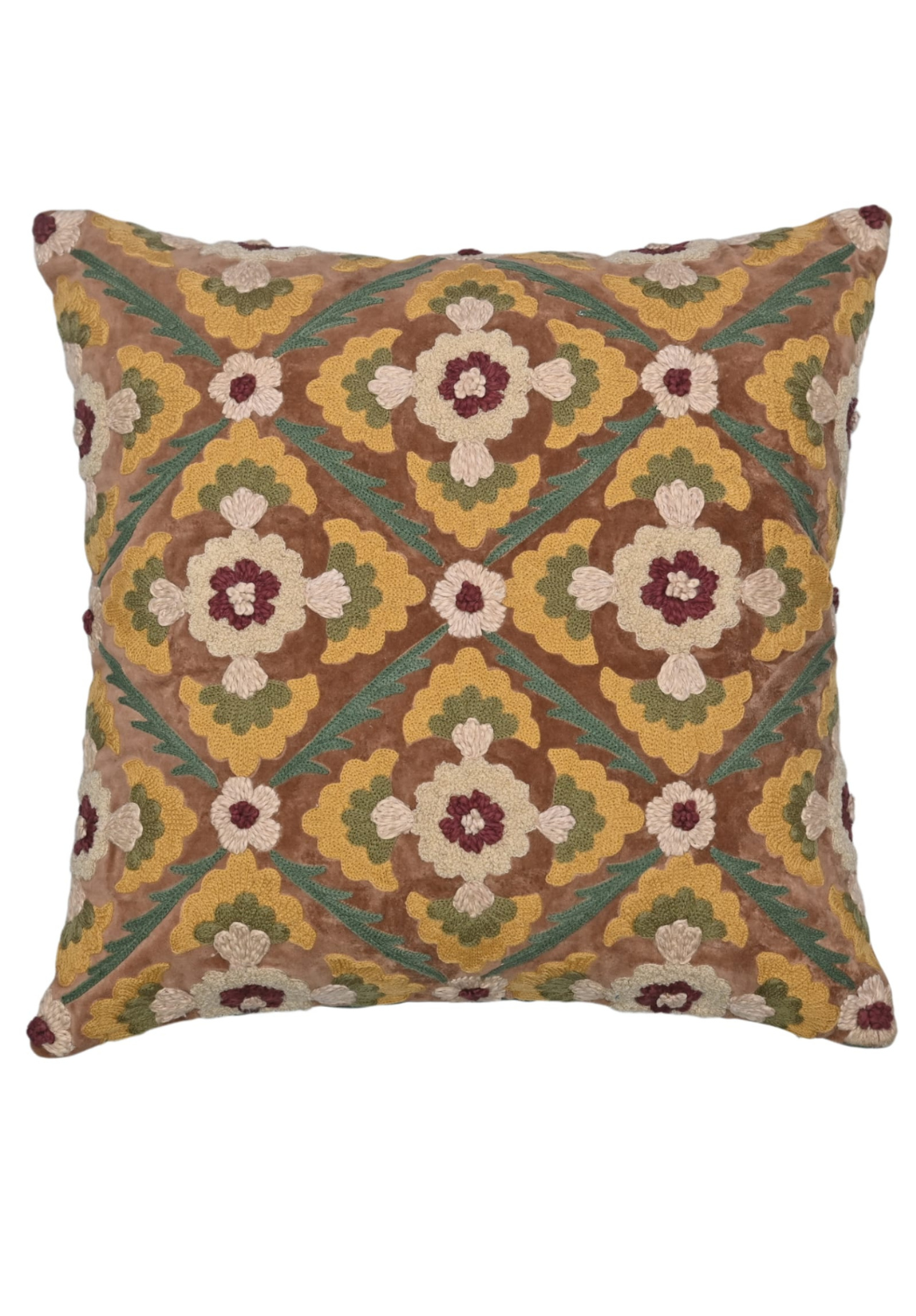 Mustard Meadow Aviary Velvet Cushion