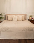 Light Beige Bed Cover Cotton Slub