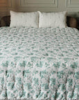 Rosy Green Bed Spread Ivory In Cotton Slub