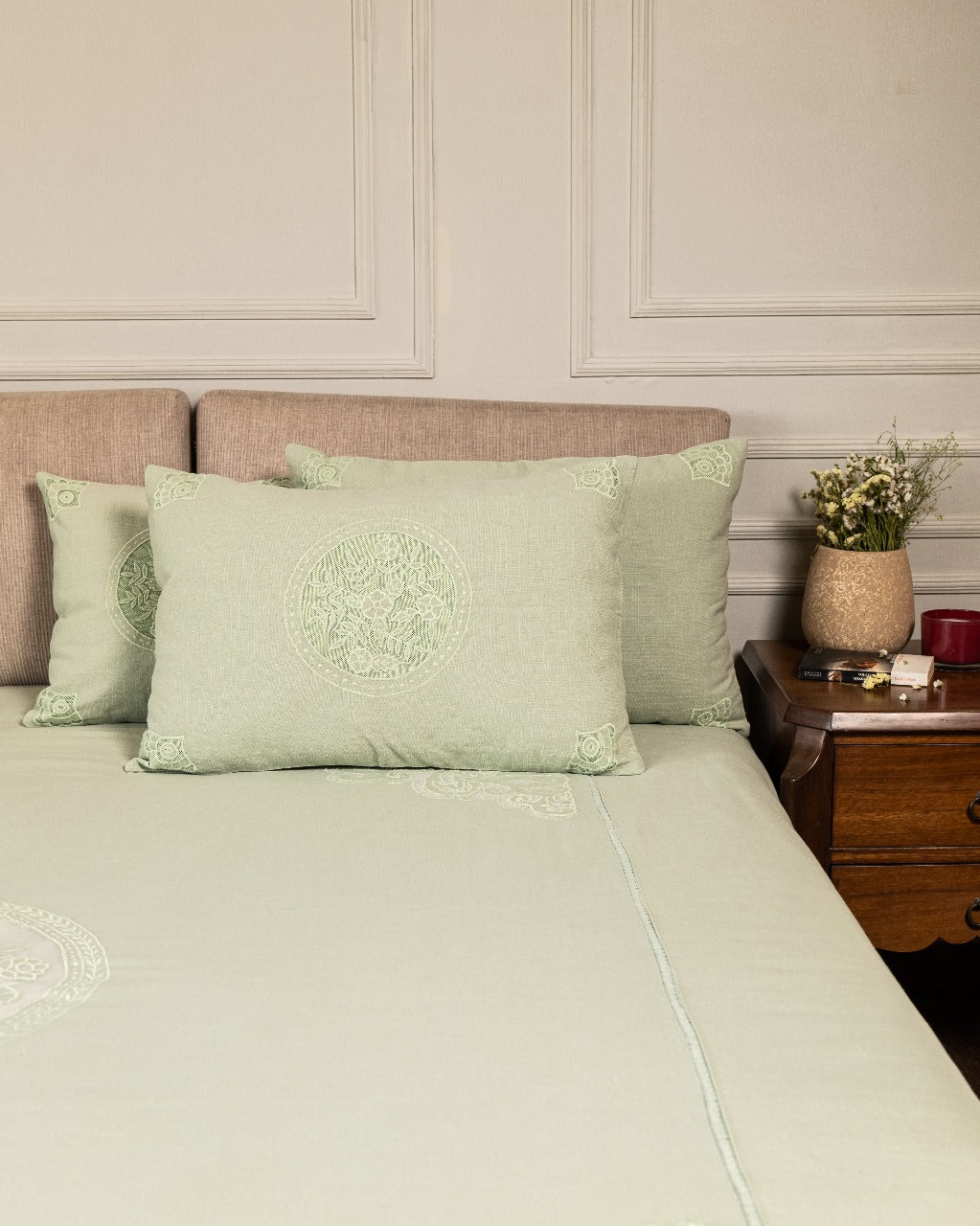 Mint Green Bed Cover Cotton Slub